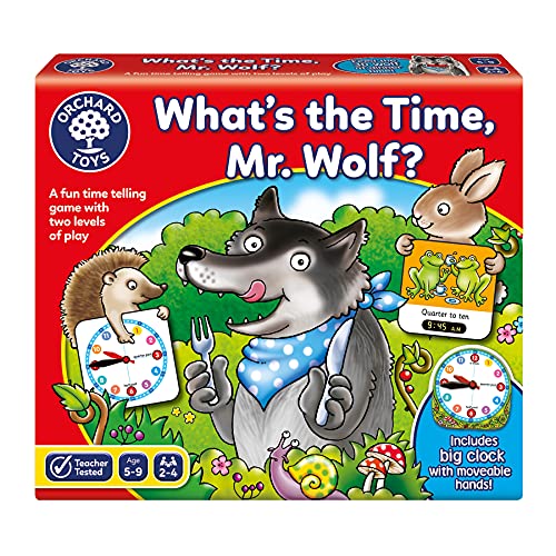 Orchard Toys What's The Time, Mr Wolf Game, Educational Game for Children Aged 5-9, Two Ways to Play, Teaches Time Telling Skills, Includes Moveable Clockface, Learning Made Fun von Orchard Toys