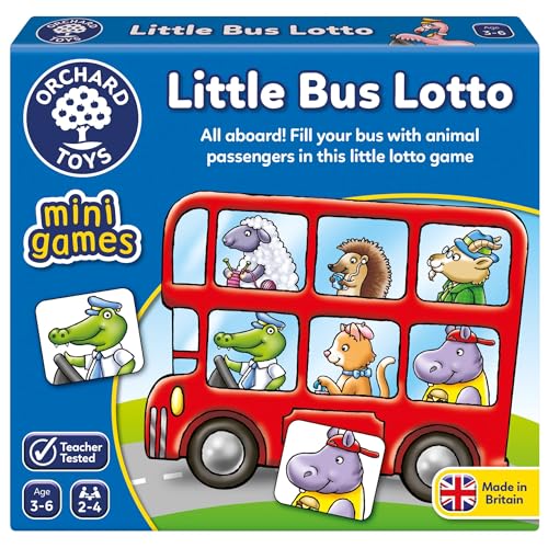 Orchard Toys Little Bus Lotto Mini Game, Small and Compact, Travel Game, Fun Memory Game for Ages 3-6, Educational Game Toy von Orchard Toys