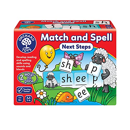 Orchard Toys Match and Spell Next Steps, Educational Spelling Game Age 5+, Helps Teach Phonics and Word Building Using Sounds and Blends. von Orchard Toys