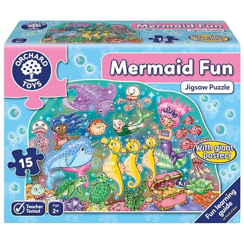 Orchard Toys Mermaid Fun Jigsaw Puzzle, 15-Piece Puzzle for Kids Ages 2+, Features Giant Poster, Develops Hand-Eye Coordination, Educational Puzzle Orchard Toys Mermaid Fun Jigsaw Puzzle, 15-Piece Puzzle for Kids Ages 2+, Features Giant Poster, Develops Hand-Eye Coordination, Educational Puzzle von Orchard Toys