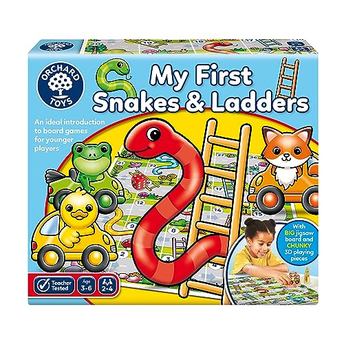 Orchard Toys - My First Snakes and Ladders Game ist EIN ideales erstes Spiel für Kinder im Alter von 3-6 Jahren von Orchard Toys