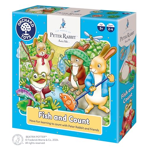 Orchard Toys Peter Rabbit™ Fisch und Zählen, Brettspiele für 3 Jahre, Lern- und Lernspiele für Jungen, Mädchen, Kleinkinder und Kinder ab 3 Jahren, 2-4 Spieler von Orchard Toys