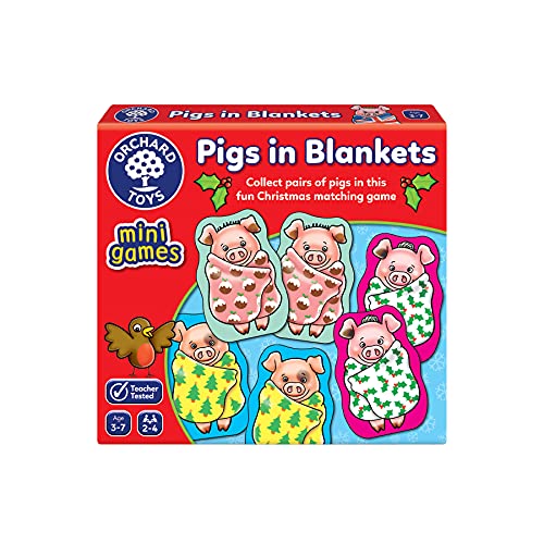 Orchard Toys Pigs in Blankets Mini Game, Christmas Stocking Filler, Advent Gift, Small and Compact, Educational Game, for Kids Age 3-7 von Orchard Toys