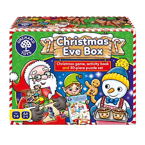Orchard Toys Weihnachtsabend-Box, Weihnachtsspiel, Weihnachtspuzzle und Aktivitäts-Malbuch in Einer Box, Kinder im Alter von 3–6 Jahren von Orchard Toys