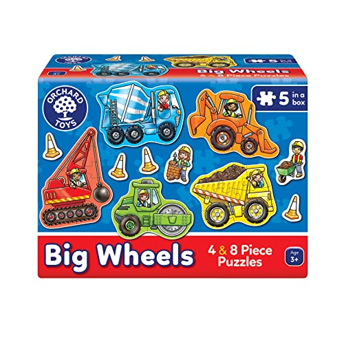 Orchard Toys Big Wheels Jigsaw Puzzle, A Collection of 4 Puzzles Featuring 4 and 8 Pieces ideal for Little Hands, Perfect for Age 3+ von Orchard Toys