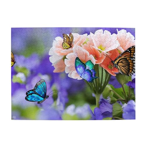 3D Schmetterling Blumen Druck Puzzle Personalisierte Puzzle Holzpuzzle Lustiges Puzzle 500 Teile Für Erwachsene Geburtstagsgeschenk von OrcoW