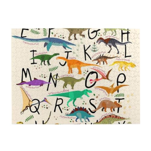 Alphabete und Dinosaurier Druck Jigsaw Personalisiertes Puzzle Holzpuzzle Lustiges Puzzle 500 Teile Für Erwachsene Geburtstagsgeschenk von OrcoW