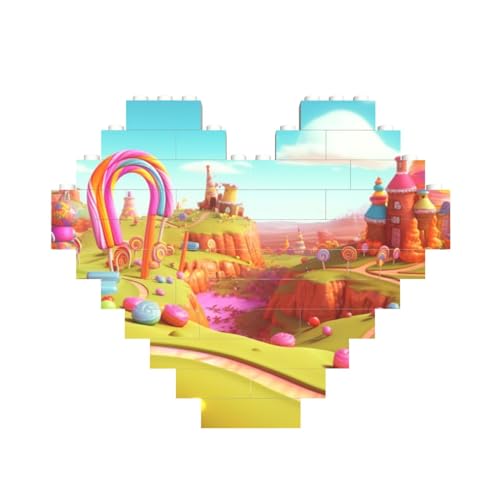 Candy Land Print Baustein Herz Baustein Personalisierte Ziegelstein-Puzzles Neuheit Ziegel-Puzzle für Männer Frauen Geburtstag Valentinstag Geschenke von OrcoW