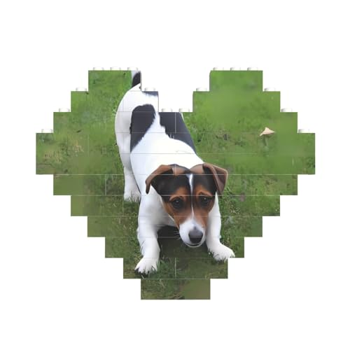 Hunde spielen auf dem Rasen Druck Baustein Herz Baustein personalisierte Ziegelstein-Puzzles Neuheit Ziegel-Puzzle für Männer Frauen Geburtstag Valentinstag Geschenke von OrcoW