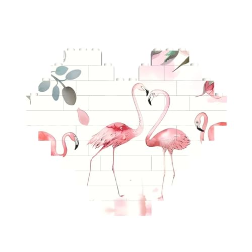 Pinker Flamingo-Druck, Baustein, Herz, Baustein, personalisierbar, Ziegelstein-Puzzle, für Männer und Frauen, Geburtstag, Valentinstag, Geschenke von OrcoW