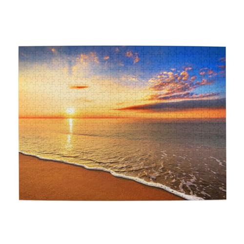 Schöne tropische Sonnenaufgang am Strand Druck Jigsaw Personalisierte Puzzle Holzpuzzle Lustige Puzzle 500 Teile Für Erwachsene Geburtstagsgeschenk von OrcoW