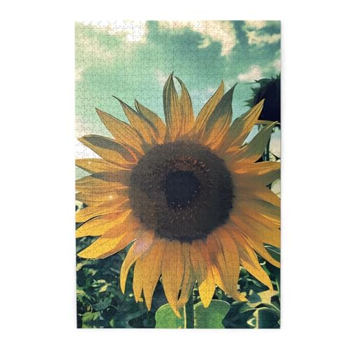 Schönes Sonnenblumen-Druck-Puzzle, personalisierbares Holzpuzzle, lustiges Puzzle, 500 Teile, für Erwachsene, Geburtstag, Weihnachtsgeschenk von OrcoW