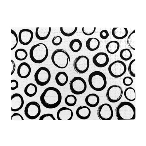 Schwarz und Weiß Polka Dot Print Jigsaw Personalisiertes Puzzle Holzpuzzle Lustiges Puzzle 500 Teile Für Erwachsene Geburtstagsgeschenk von OrcoW