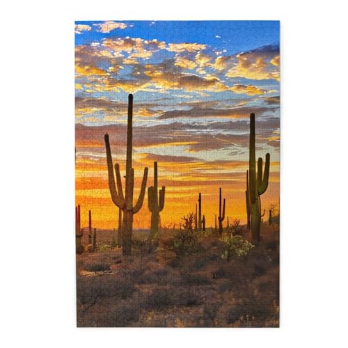 Sunset Cactus In Desert Print Jigsaw Personalisiertes Puzzle Holzpuzzle Lustiges Puzzle 1000 Teile Für Erwachsene Geburtstag Xmas Geschenk von OrcoW