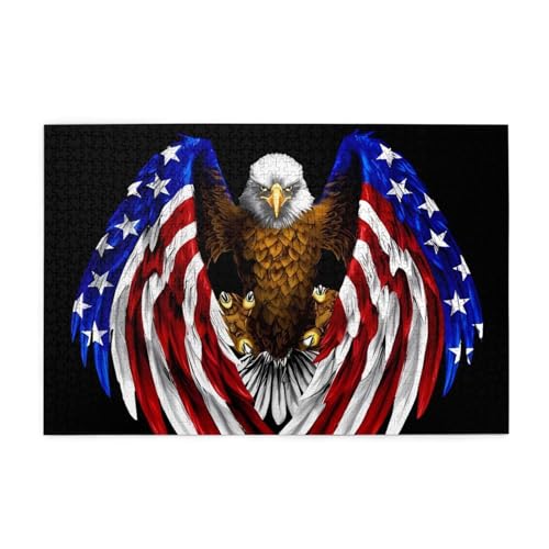 USA Flagge Patriotischer Adler Druck Jigsaw Personalisiertes Puzzle Holzpuzzle Lustiges Puzzle 1000 Teile Für Erwachsene Geburtstag Weihnachtsgeschenk von OrcoW