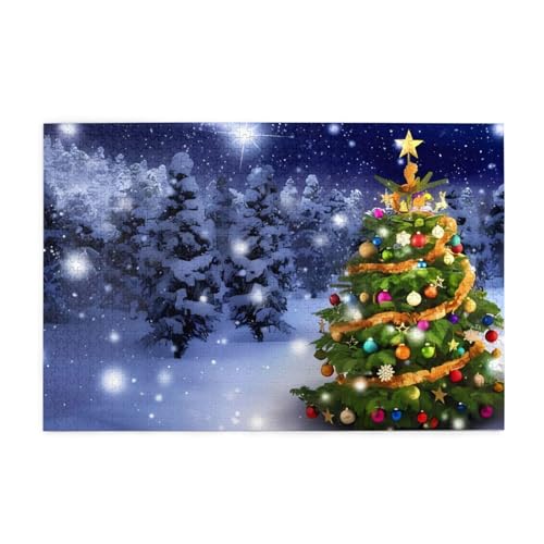 Weihnachtsbaum-Druck-Puzzle, personalisiertes Puzzle, Holzpuzzle, lustiges Puzzle, 1000 Teile, für Erwachsene, Geburtstag, Weihnachtsgeschenk von OrcoW