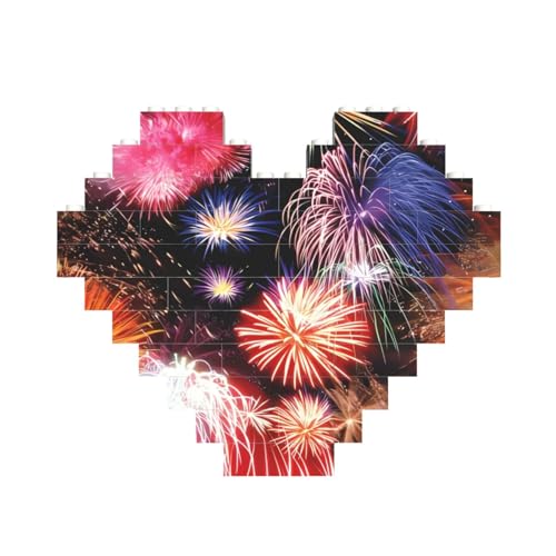 Wunderschöner Feuerwerk-Druck, Baustein, Herz, Baustein, personalisierbar, Ziegelstein-Puzzle, für Männer und Frauen, Geburtstag, Valentinstag, Geschenke von OrcoW