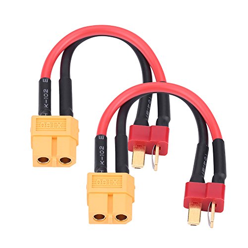 Oreilet 2pcs Aktualisierte T Stecker Männlich auf Weibliches Kabel, 14AWG 10 cm 3,9 Zoll Langlebig T Stecker Weiblich an Kabel für RC Lipo (T-Plug männlich zu XT60 Frauen) von Oreilet
