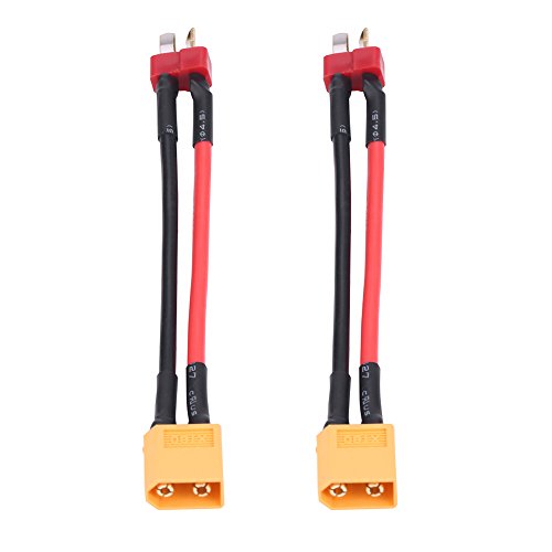 Oreilet 2pcs Aktualisierte T Stecker Männlich auf Weibliches Kabel, 14AWG 10 cm 3,9 Zoll Langlebig T Stecker Weiblich an Kabel für RC Lipo (T-Plug männlich zu XT60 Männlich) von Oreilet