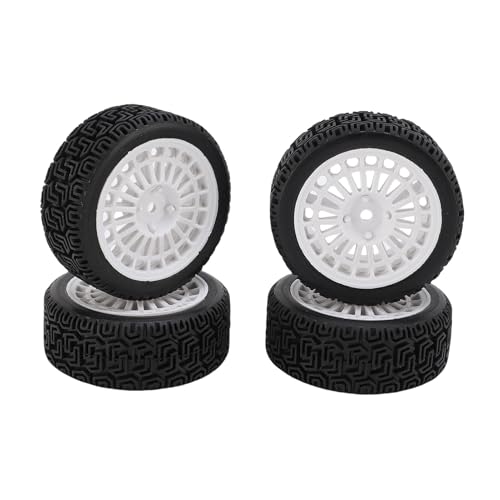 Oreilet 4PCS NEU 1/10 RC auf Straßenauto Reifen und Rädern für TT01 XV02 94123, Robuster Premium Plastik Profi Rally Auto Labyrinth Rand Rand (White) von Oreilet