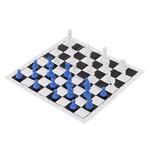 Oreilet Tragbares Schach -Set, Plastik -Schach -Set, Internationales Standard -Schachspiel -Set mit Schachbrettschachsets für Erwachsene, Camping, Outdoor, Reisen (Blau weiß) von Oreilet