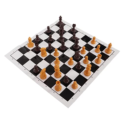 Oreilet Tragbares Schach -Set, Plastik -Schach -Set, Internationales Standard -Schachspiel -Set mit Schachbrettschachsets für Erwachsene, Camping, Outdoor, Reisen (Holzfarbe) von Oreilet