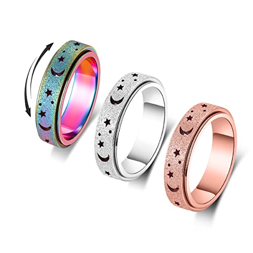 Angst Ring für Frauen Spinner Ring Fidget Ring Edelstahl Spinner Ringe Fidget Toys Erwachsene Fidgit Ringe Set Rose Gold Silber Regenbogen Größe 7 Angst Ring für Frauen Spinner Ring Fidget Ring Edelstahl Spinner Ringe Fidget Toys Erwachsene Fidgit Ringe Set Rose Gold Silber Regenbogen Größe 7 von OreilleStar