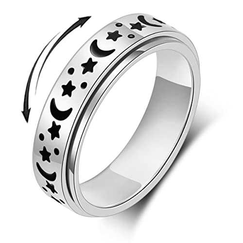OreilleStar Angstring für Frauen, Fidget-Ring, Angstabbau, Spinner-Ringe für Angst, Silber, Mond, Stern, Fidget-Ringe für Angst, für Frauen, Angstband-Ring OreilleStar Angstring für Frauen, Fidget-Ring, Angstabbau, Spinner-Ringe für Angst, Silber, Mond, Stern, Fidget-Ringe für Angst, für Frauen, Angstband-Ring von OreilleStar