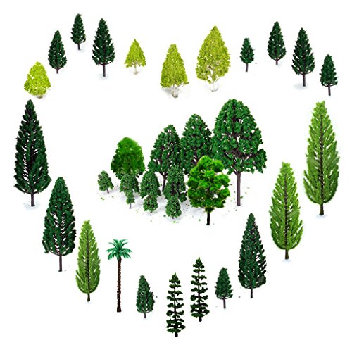 OrgMemory 29pcs Modellbau Bäume (4-16 cm), h0 Bäume, Tabletop Gelände, Spur n, Mischwald Bäume mit No Stände, Die Bäume Stehen Nicht Selbständig von OrgMemory