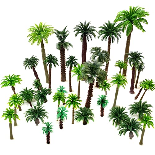 OrgMemory 36 Stück Palmenmodelle, Baeume Modellbau, Kunststoffbäume für Projekte, (3-16 cm), Bäume h0 von OrgMemory