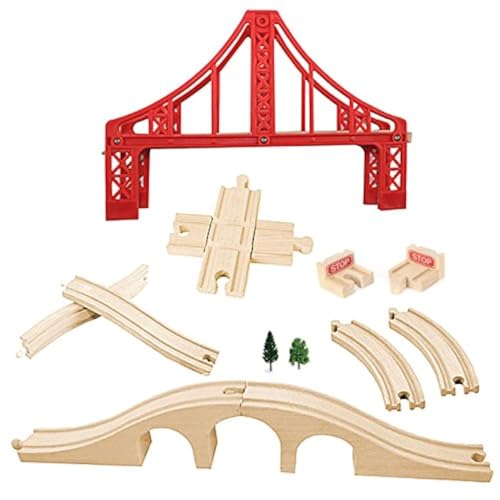 OrgMemory Eisenbahn Set, Hängebrücke, Holzeisenbahn Eisenbahnbrücke, Kreuzung, Stopp Track und Gebogene Gleise Kompatibel mit Anderer Marken OrgMemory Eisenbahn Set, Hängebrücke, Holzeisenbahn Eisenbahnbrücke, Kreuzung, Stopp Track und Gebogene Gleise Kompatibel mit Anderer Marken von OrgMemory