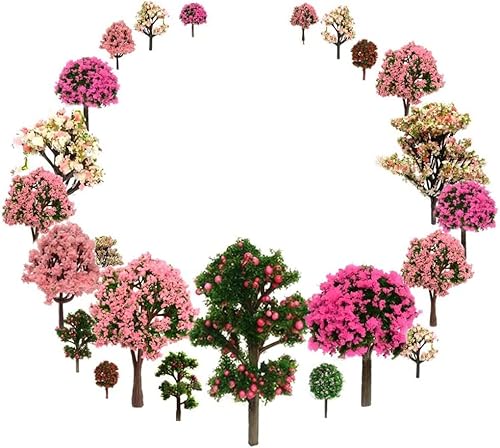 OrgMemory Mixed Bäume Modellbau, Blumen Bäume, h0 Bäume, (29pcs, 3.5-12 cm), Obstbäume mit No Stände von OrgMemory