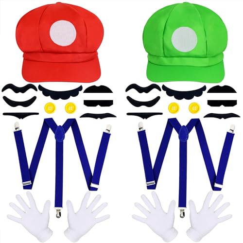 Orgoue Super Bros Kostüm, Super Bros Halloween Kostüm Herren Super Bros Faschingskostüme Damen partner kostüm Lustige Kostüme für Halloween Outfits Karneval Kostüm Cosplay von Orgoue