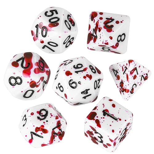 OriCraft D20 Red Dot Würfel DND Würfelset Realistische Halloween D20 Splatter Würfel Polyedrische Rollenspielwürfel Dungeons and Dragons Würfel von OriCraft