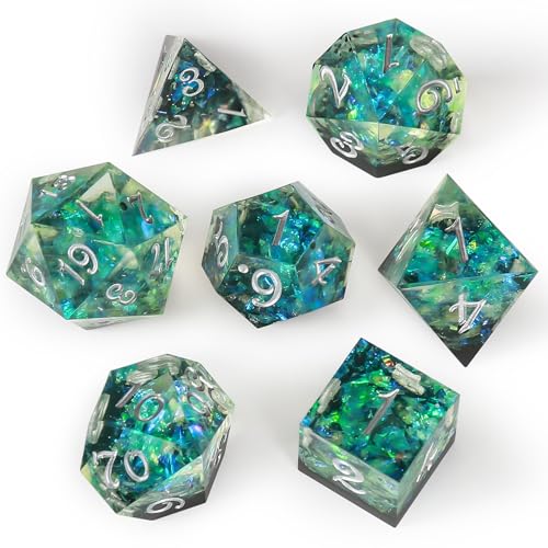 OriCraft Grünes magisches Würfel-Set – D&D-Polyedrische Würfel, D20, Unterwasser- und magisches Thema, grün, scharfe Kanten OriCraft Grünes magisches Würfel-Set – D&D-Polyedrische Würfel, D20, Unterwasser- und magisches Thema, grün, scharfe Kanten von OriCraft
