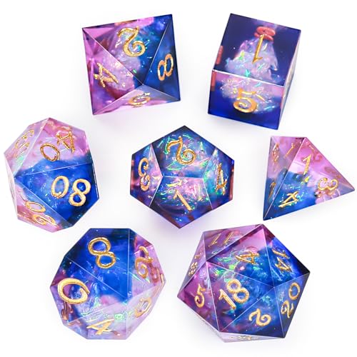 OriCraft Dungeons and Dragons polyedrische Rollenspiel-Würfel, D20-Kristall, magischer Energiestein, Halloween-Würfel, scharfe Ecken, Pink von OriCraft