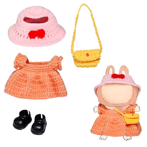 Orange Dress Doll Clothes Set for 17cm Doll, Pink Crochet Hat, Doll Accessories Shoes, Yellow Mini Bag Orange Dress Doll Clothes Set for 17cm Doll, Pink Crochet Hat, Doll Accessories Shoes, Yellow Mini Bag von Oriate