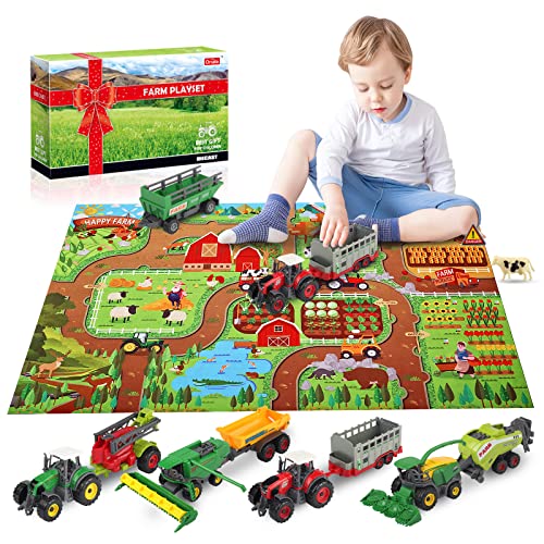 Oriate Bauernhof Traktor Spielset 34 teiliges Druckgussmodell Fahrzeugwagen LKW, Große 12CM -Spielzeug, Enthalten 120x80CM Kinder Bodenmatte, tolles Geburtstagsgeschenk für Jungs Mädchen Oriate Bauernhof Traktor Spielset 34 teiliges Druckgussmodell Fahrzeugwagen LKW, Große 12CM -Spielzeug, Enthalten 120x80CM Kinder Bodenmatte, tolles Geburtstagsgeschenk für Jungs Mädchen von Oriate
