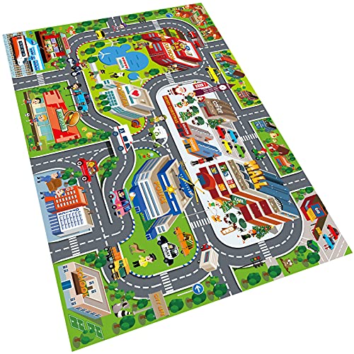 Oriate Kind Traum Matte Moderne Stadt Spielzeug Aktivitäts Spielmatte, Interaktive Eltern Kind Tabelle Boden Spielmatte für Auto Spielzeug, Rollenspiel zur Verkehrserziehung für Kinder in der Stadt von Oriate