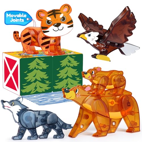 Oriate Magnetische 3D-Wildtiere, Spielzeug, 5 Magnete, Tiere für Kinder, bewegliche Gelenke, Tierspielzeug, passende Magnetblöcke, Baubau, MINT, pädagogisches Reise-Magnetfliesen-Spielzeug Oriate Magnetische 3D-Wildtiere, Spielzeug, 5 Magnete, Tiere für Kinder, bewegliche Gelenke, Tierspielzeug, passende Magnetblöcke, Baubau, MINT, pädagogisches Reise-Magnetfliesen-Spielzeug von Oriate