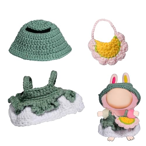 Salbeigrün Puppenkleidung Outfit für 17 cm, Kleid mit weißem Rand, Häkelmütze, Blumentasche Puppenzubehör Salbeigrün Puppenkleidung Outfit für 17 cm, Kleid mit weißem Rand, Häkelmütze, Blumentasche Puppenzubehör von Oriate