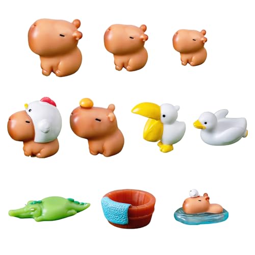 10 Stück Mini Capybara Figuren aus Kunstharz Niedliche Wasserschwein Deko, Schreibtisch Miniatur Gartenzubehör, Kreative Tierfiguren für Bonsai, Puppenhaus, Feengarten, Desktop Deko, Sammelstücke von Oriental eLife