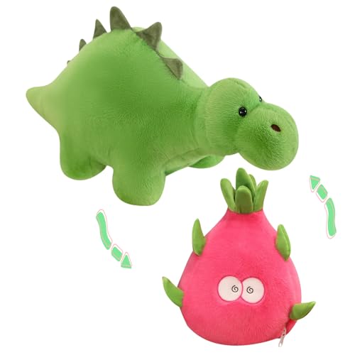 2 in 1 Drachenfrucht Dinosaurier Umkehrbares Plüschtier Lustiges Kuscheltier Niedliches Dekospielzeug Kreativ Doppelseitig Reversibel Stofftier Süßes Fantasietier Spielzeug mit Reißverschluss (50cm) von Oriental eLife