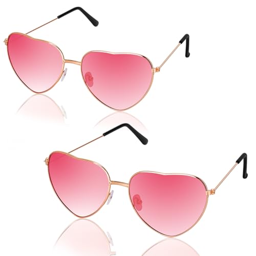 Orifinter 2 Pack Herz Sonnenbrille, Festival Outfit Damen Herzbrille Rosa, 60er 70er 80er 90er jahre Outfit Damen Accessoires, Retro Hippie Brille für Fasching Halloween Mallorca Barbie Kleidung Party Orifinter 2 Pack Herz Sonnenbrille, Festival Outfit Damen Herzbrille Rosa, 60er 70er 80er 90er jahre Outfit Damen Accessoires, Retro Hippie Brille für Fasching Halloween Mallorca Barbie Kleidung Party von Orifinter