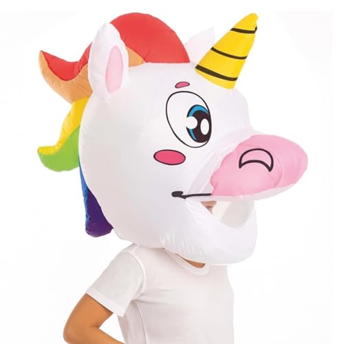 AirSuit® Aufblasbarer Riesenkopf Einhorn für Erwachsene | Halloween Kostüm 50x65x60 cm | Strapazierfähiges Polyester – Leicht und Bequem | Aufblassystem Inklusive | OriginalCorner® von Original Cup