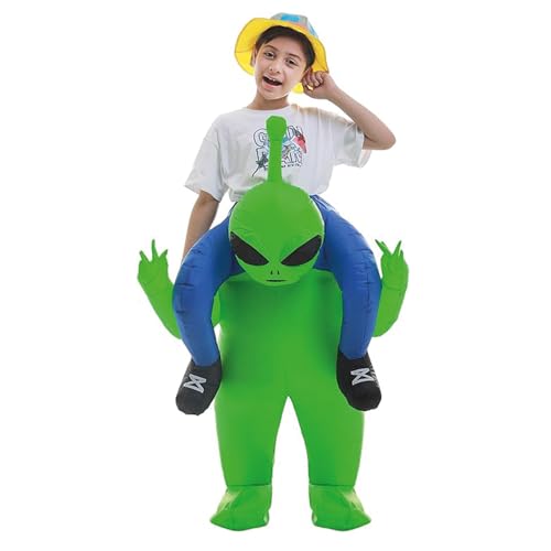 AirSuit® Aufblasbares Außerirdischen Kostüm für Kinder | E.T. Kostum Alien Größe 120 bis 150cm | 100% Polyester | Einfach und Angenehm zu tragen | Aufblassystem | OriginalCup® von Original Cup