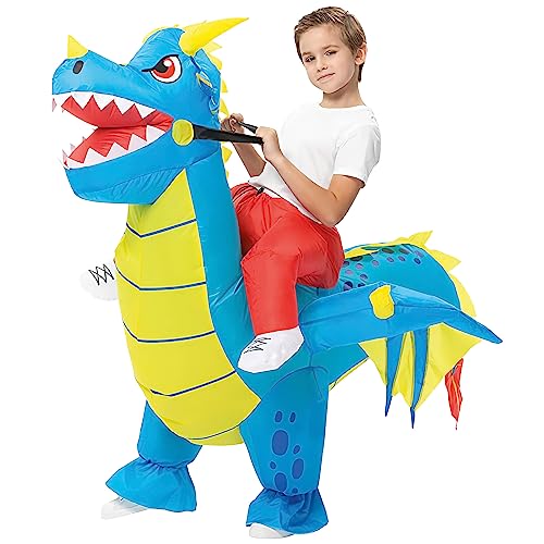 AirSuit® Aufblasbares Drachenkostüm für Kinder | Größe 120 bis 150cm | Aus sehr strapazierfähigem Polyester - Angenehm zu tragen | Inklusive Aufblassystem | OriginalCup® von Original Cup