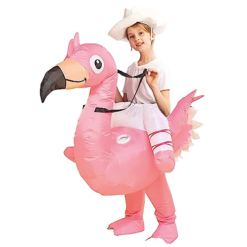 AirSuit® Aufblasbare Verkleidung Rosa Flamingo für Kinder | Größe 120 bis 150cm | Aus sehr strapazierfähigem Polyester - Angenehm zu tragen | Inklusive Aufblassystem | Riesiges Tier | OriginalCup® von Original Cup