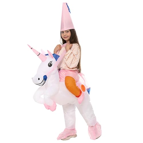 AirSuit® Aufblasbares Einhorn Kostüm für Kinder | Größe 90 bis 120cm | Kostüm für die Kostümparty | Aus strapazierfähigem Polyester - angenehm zu tragen | Inklusive Aufblassystem | OriginalCup®. von Original Cup