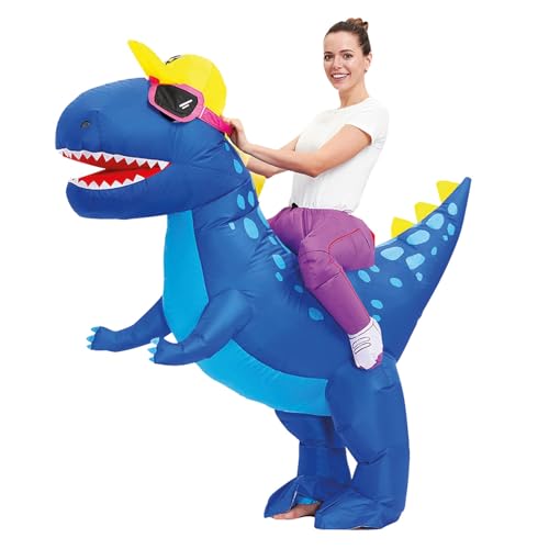 AirSuit® Aufblasbares Kostüm Dinosaurier Blau | Ungewöhnliches Kostüm in Erwachsene | Größe Erwachsene 160 bis 190cm | Aus sehr strapazierfähigem Polyester | Inklusive Aufblassystem | OriginalCup® von Original Cup